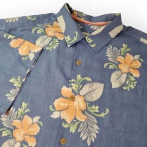 Tommy Bahama Men's large Original Fit Jacquard Floral Hawaiian Print Aloha Shirt